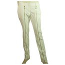 Philipp Plein Couture Off White Ivory Gold Cremalleras expuestas Pantalones Pantalones sz 42