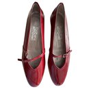 BALLERINES modèle AUDREY neuves en cuir vernis rouge Hermès - Salvatore Ferragamo