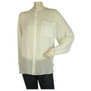 Isabel Benenato Ivory See Through Sheer Silk Shirt Top Open Back Blouse size 40 - Autre Marque
