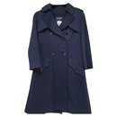 Chanel Logo Cc Buttons Navy Cotton Trench Coat   Sz.38