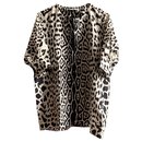 Top curto de túnica animalier de seda - Yves Saint Laurent