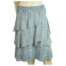 Michael Michael Kors Blue Ruffled Snake Pattern Midi Knee Length Skirt Size S