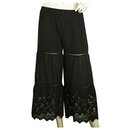 Twin Set Simona Barbieri Black Cropped Pants 100% Pantalon d'été en coton sz XS - Autre Marque