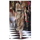 $4595 DOLCE & GABBANA  Animal Print Jewels Belt MIDI dress Sz.42 - Dolce & Gabbana