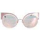 RRP €455 FENDI Round Cat Eye Sunglasses Flash Mirrored Lenses Made in Italy - Fendi