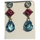 Gold earrings 18 Kt aquamarine topaz and tourmalines - Autre Marque