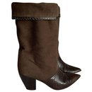 Cloth and snakeskin leather boots - Walter Steiger