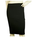 T by Alexander Wang Black Ribbed Elasticated Knee Length Skirt size M - T By Alexander Wang