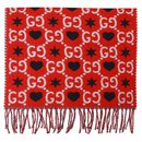 GUCCI HEART SCARF lined FACE 30 x 200 cm New - Gucci