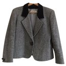 Jaqueta de lã com gola de veludo preto Yves Saint Laurent