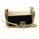 CHANEL Bicolor Medium Boy Flap Chain Shoulder Bag Black Gold - Chanel