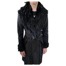 Gianni Versace quilted coat with feather collar