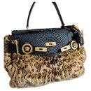 Versace Medusa Mink Fur with Exotic Python handbag