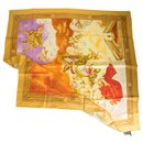 Lenço de seda quadrada grande com estampa de anjos multicoloridos Genny xale