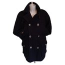 Navy blue lined-breasted jacket coat - Autre Marque