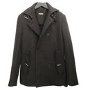 Very nice black quilted cotton pea coat by "John Galliano" in size 48 Italian.