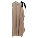 Magnifique robe enveloppe nude a drapée asymmetrique de DICE KAYEK. - Dice Kayek