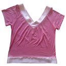 Maje pink bi-material modal and silk top.1 (34-36)