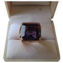 Custom made rose gold and amethyst ring - Autre Marque