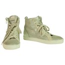 Hogan Rebel Silver Lace Up & Zipper High Top Trainers Sneakers size 37 shoes