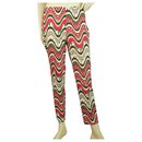 Missoni Multicolor Pattern Red Waves Cotton Blend Summer Trousers Pants Size 40