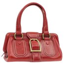 CELINE Leather Hand Bag Red Auth rd662 - Céline
