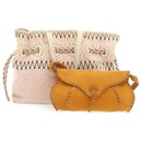 CELINE C Macadam Canvas Suede Shoulder Tote Bag 2Set Orange Pink Auth rd1668 - Céline