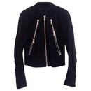 iconic 5-zip biker jacket in black leather with silver hardware. Size 38 IT / 34 fr. - Maison Martin Margiela