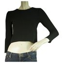Alice + Olivia Black Viscose with Back & Side Zippers Cropped Top Size XS