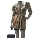 Saint Laurent Plunge Neck Gold Tunic Dress Dress Sz 40 - Yves Saint Laurent