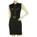 DSquared DS2 Sleeveless Black Wool Knit Elasticated Mini Dress size M w. zippers - Dsquared2
