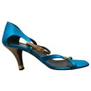 Turquoise sandals with crystal embellished heel - Gianni Versace