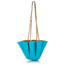 Lanvin Blue Margeurite Bicolor Leather Bucket Bag