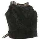 LOUIS VUITTON V Line Fur Bag Shoulder Bag Black LV Auth th1021 - Louis Vuitton