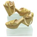 Trapez heel patent sandals - Prada