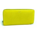 Yellow Leather Large Zipped Multifunction Wallet - Céline