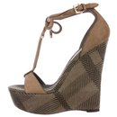Burberry wedge sandals with tartan covering