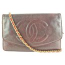 Bordeaux Burgundy Caviar Leather Wallet on Chain Flap Bag WOC - Chanel