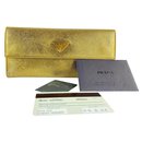 Gold Saffiano Leather Flap Long Wallet 7PR128 - Prada