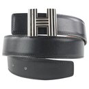 Black x Silver Reversible Cadena H Belt Kit - Hermès