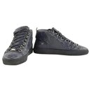 Mens size 42 Navy Blue Leather Arena High Top Sneaker - Balenciaga