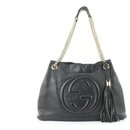 Fringe Tassel Black Leather Soho Chain Tote Bag - Gucci