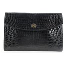 Black Porosus Crocodile Rio Clutch Pochette Envelope Bag - Hermès
