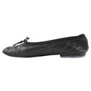 Size 38.5 Black CC Ballerina Flats - Chanel