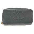 Black Caviar Leather CC Logo Zippy L-Gusset Wallet - Chanel