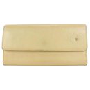 Beige Gold Leather CC Camelia Flap Wallet - Chanel