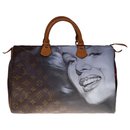 Superb Louis Vuitton Speedy bag 35 in custom monogram canvas "Marilyn Monroe" by artist PatBo