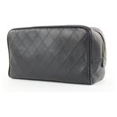 Black Quilted Lambskin Toiletry Pouch Cosmetic Bag - Chanel