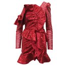 Red Sequined Set Top + Skirt - Autre Marque