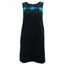 Vestido recto negro con elementos azules - Dkny